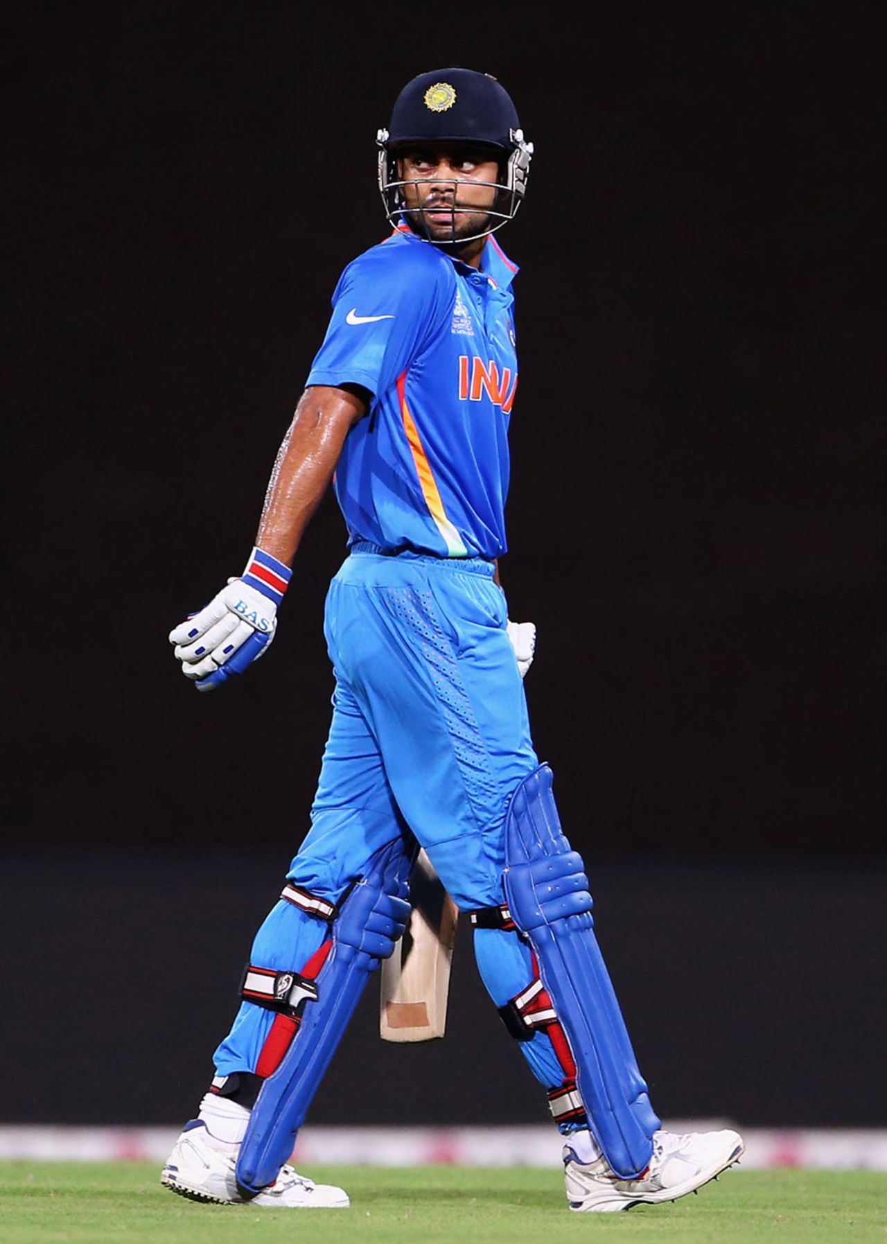 Virat Kohli walks off after making a 32-ball 40, England v India, World Twenty20, Group A, Colombo