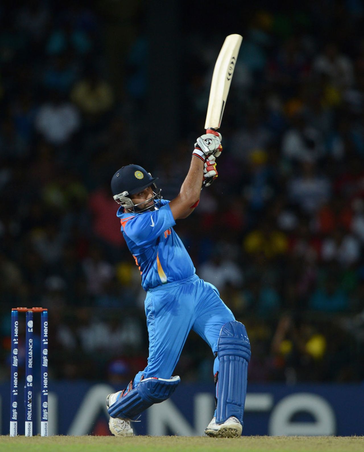 Rohit Sharma hits out during his unbeaten 55, England v India, World Twenty20, Group A, Colombo