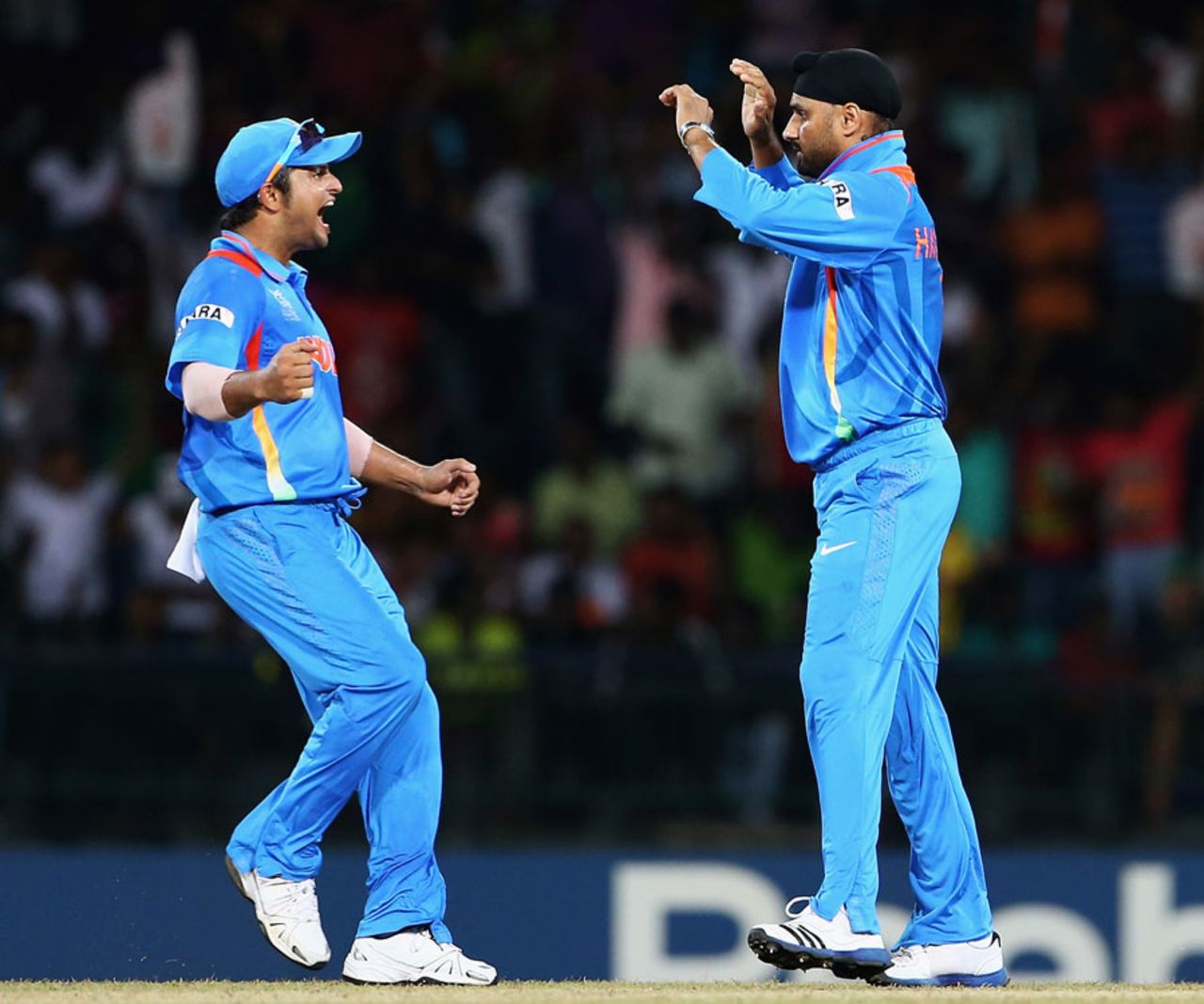Harbhajan Singh celebrates one of his four wickets, England v India, World Twenty20, Group A, Colombo