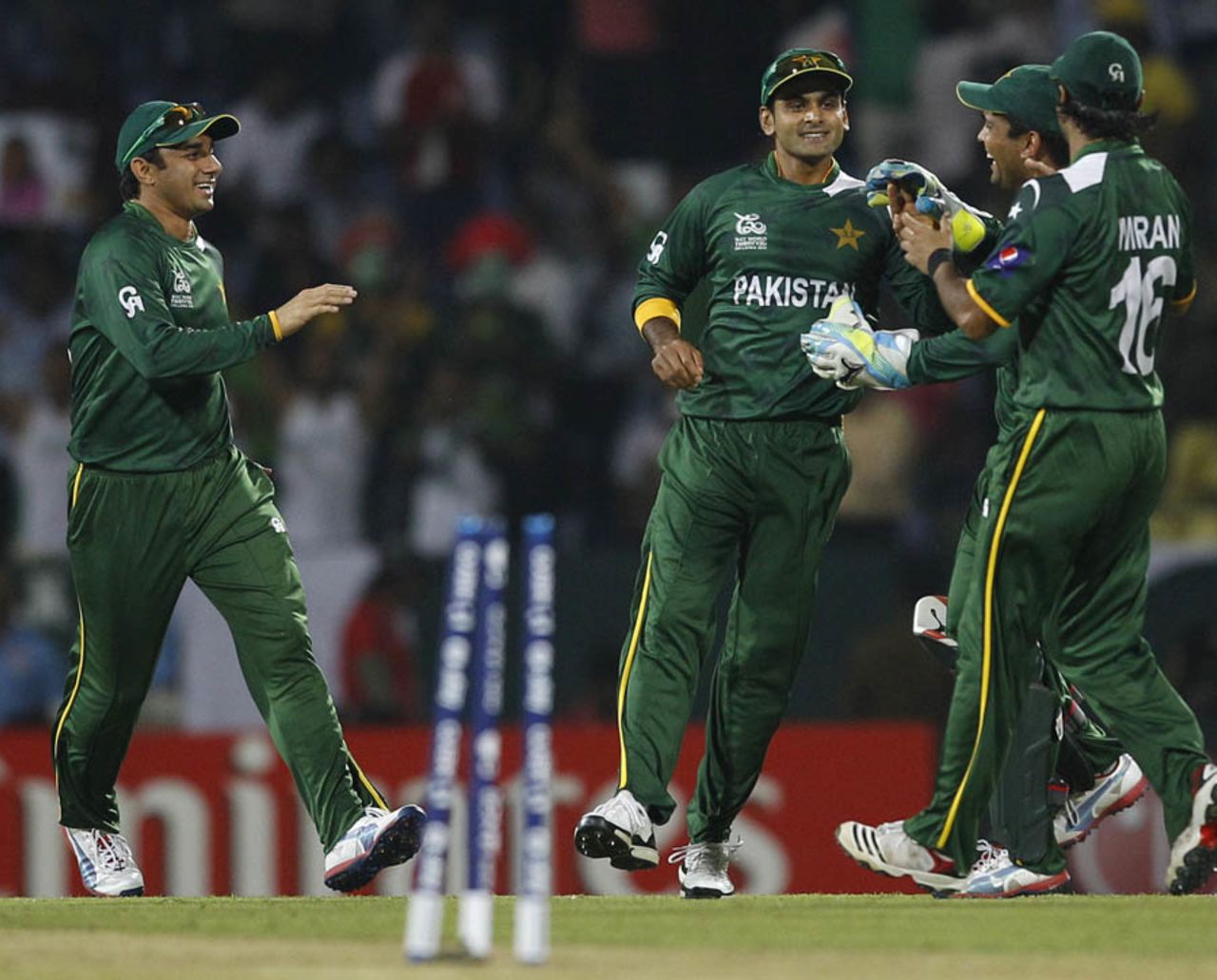 Pakistan celebrates Tamim Iqbal's run-out, Bangladesh v Pakistan, World Twenty20 2012, Group D, Pallekele, September 25, 2012