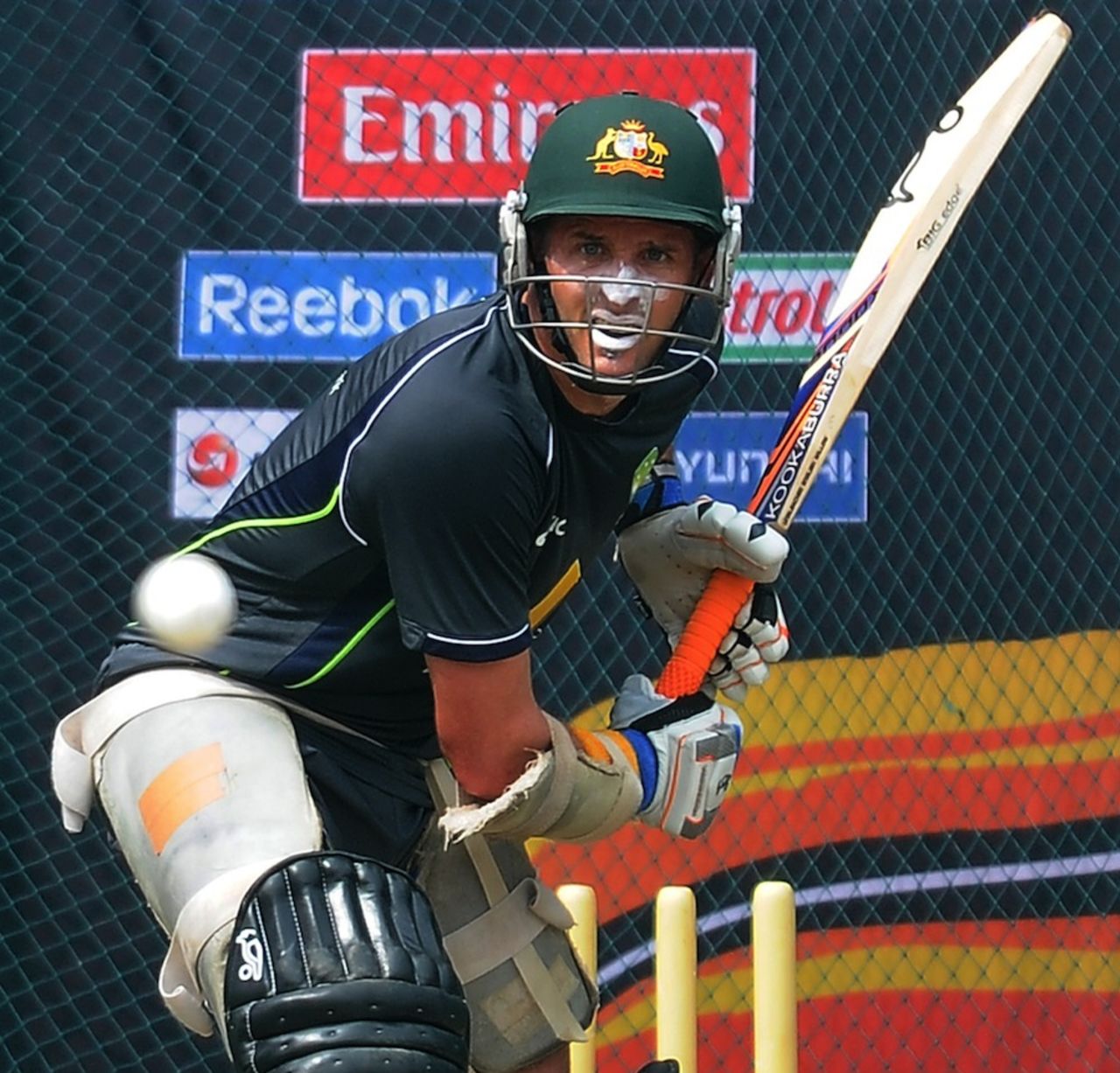 Michael Hussey bats in the nets,  World T20 2012, Colombo, September 27, 2012