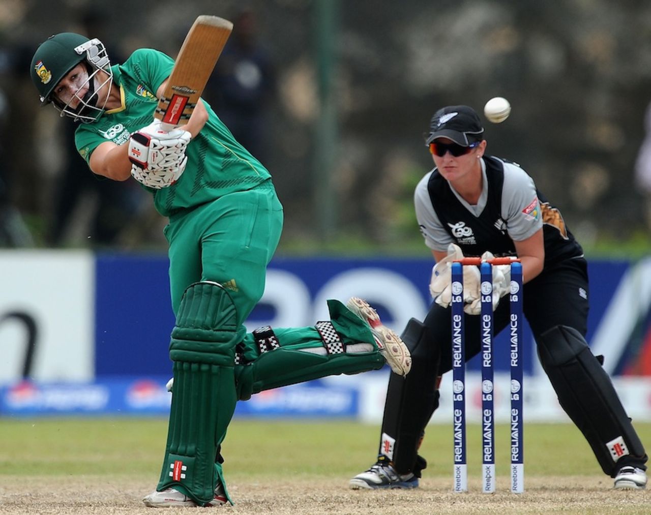 Dane van Niekerk hits out, New Zealand v South Africa, Women's World T20, Group B, Galle, September 28, 2012