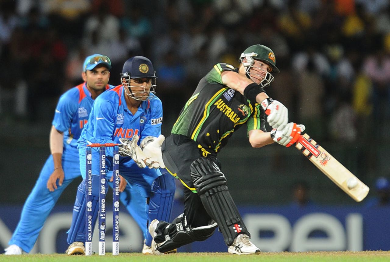 David Warner started positively against R Ashwin, Australia v India, World T20 2012, Colombo, September, 28, 2012