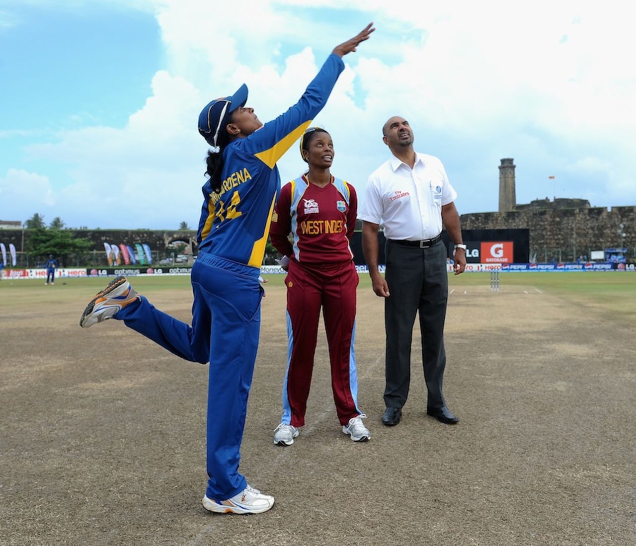 Dilani Manodara and Merissa Aguilleira at the toss, Sri Lanka v West Indies, Women's World T20, Group B, Galle, September 28, 2012