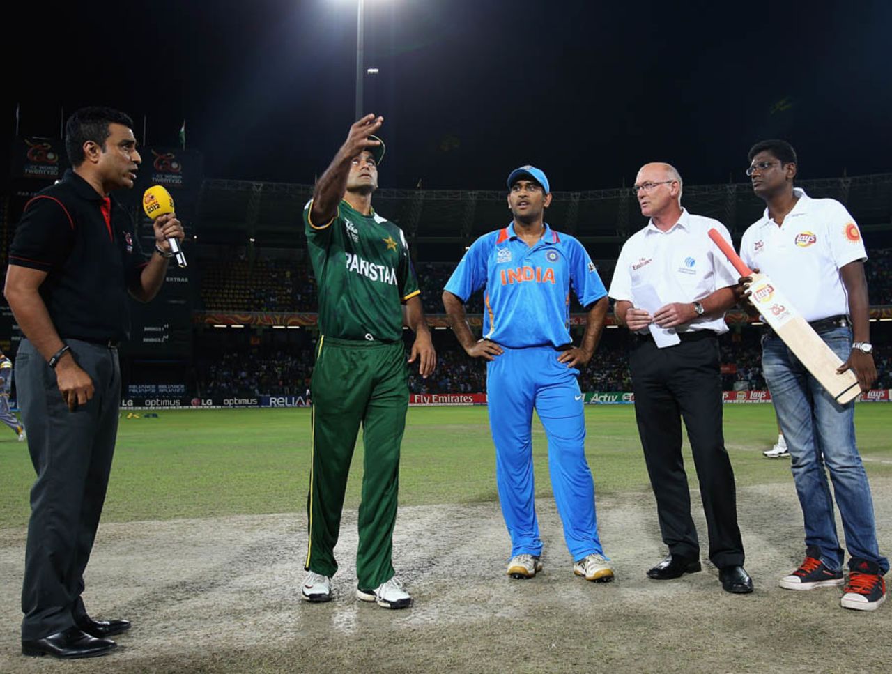Mohammad Hafeez won the toss and chose to bat against India, India v Pakistan, Super Eights, World Twenty20, Colombo, September 30, 2012