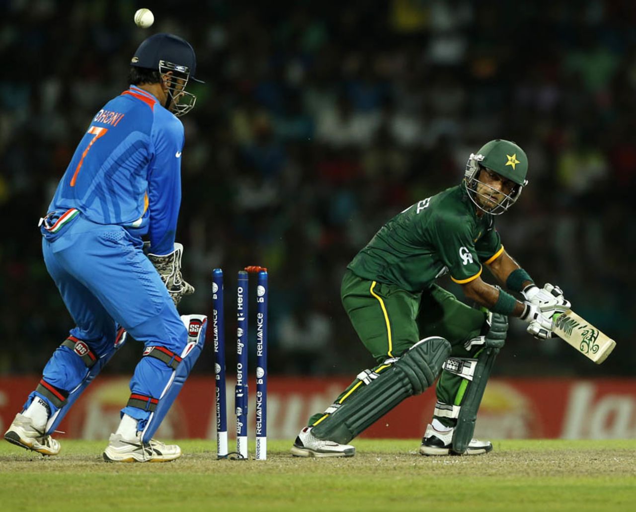 Mohammad Hafeez is bowled, India v Pakistan, Super Eights, World Twenty20, Colombo, September 30, 2012