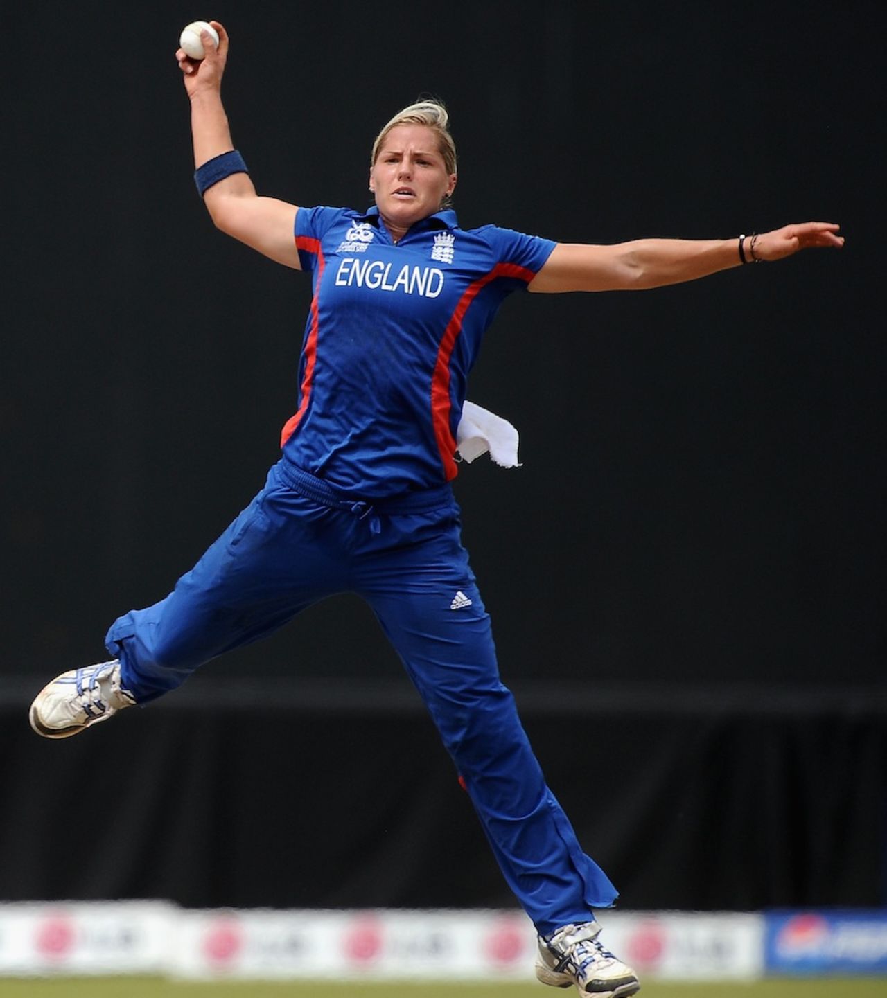 Katherine Brunt holds on to a catch of her own bowling, Australia v England, Group A, Women's World T20, Galle, October 1, 2012