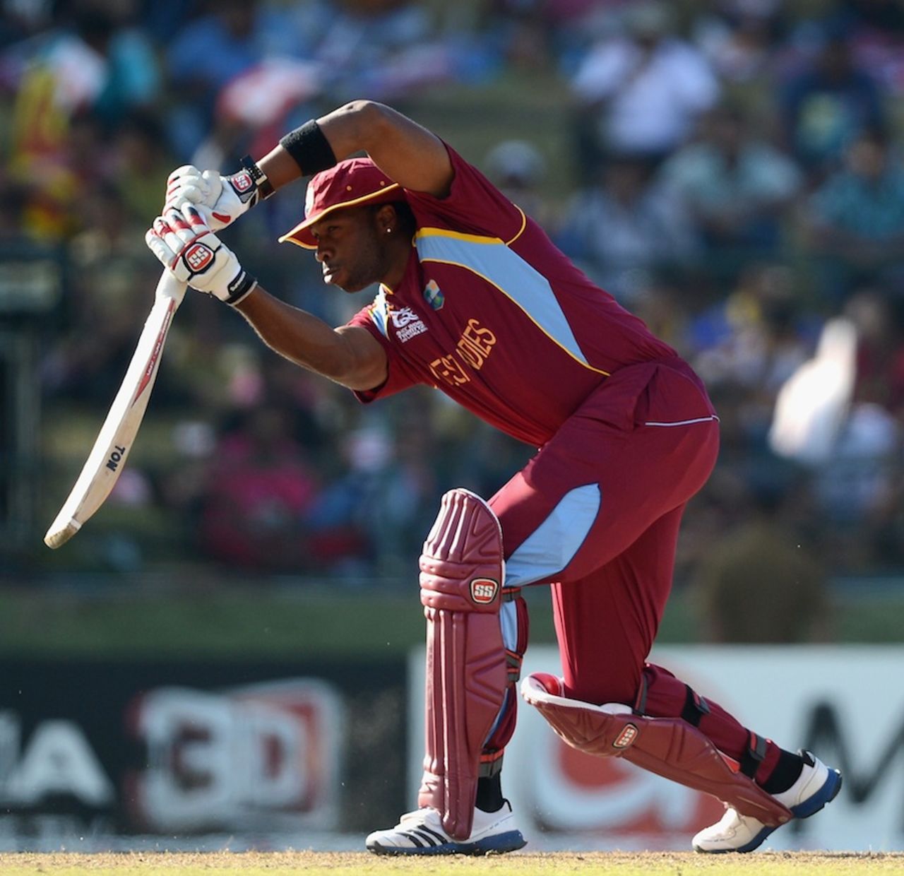 Kieron Pollard drives, New Zealand v West Indies, Super Eights, World Twenty20 2012, Pallekele, October 1, 2012