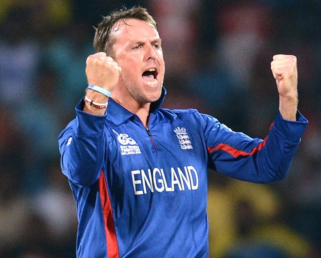 Graeme Swann celebrates after taking a wicket, Sri Lanka v England, Super Eights, World Twenty20, Pallekele, October 1, 2012