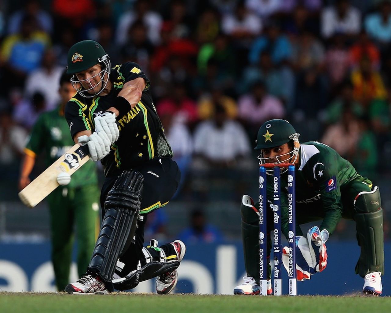 Shane Watson hits one through the leg side, Australia v Pakistan, Super Eights, World Twenty20 2012, Colombo, October 2, 2012