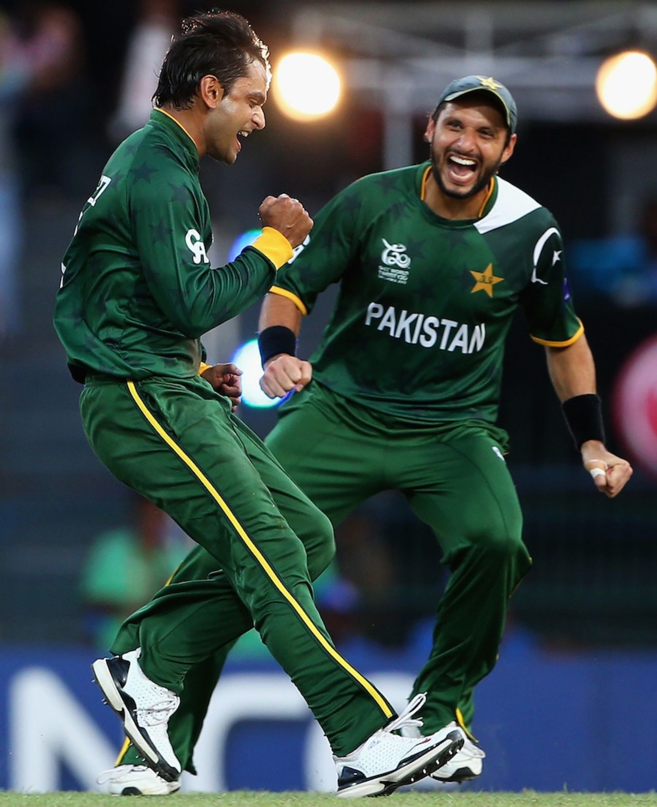 Mohammad Hafeez is delighted after picking up David Warner's wicket, Australia v Pakistan, Super Eights, World Twenty20 2012, Colombo, October 2, 2012
