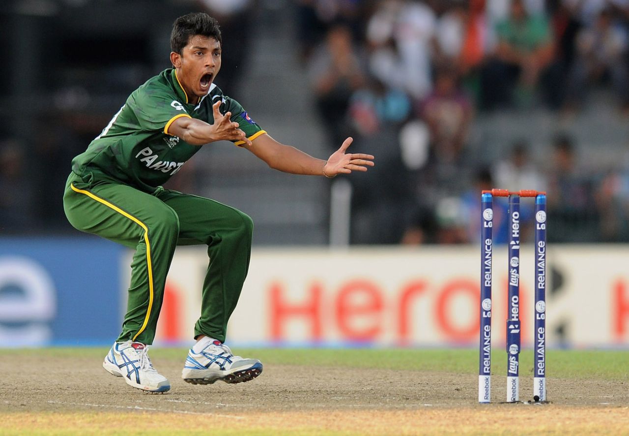 Raza Hasan makes an appeal, Australia v Pakistan, Super Eights, World Twenty20 2012, Colombo, October 2, 2012