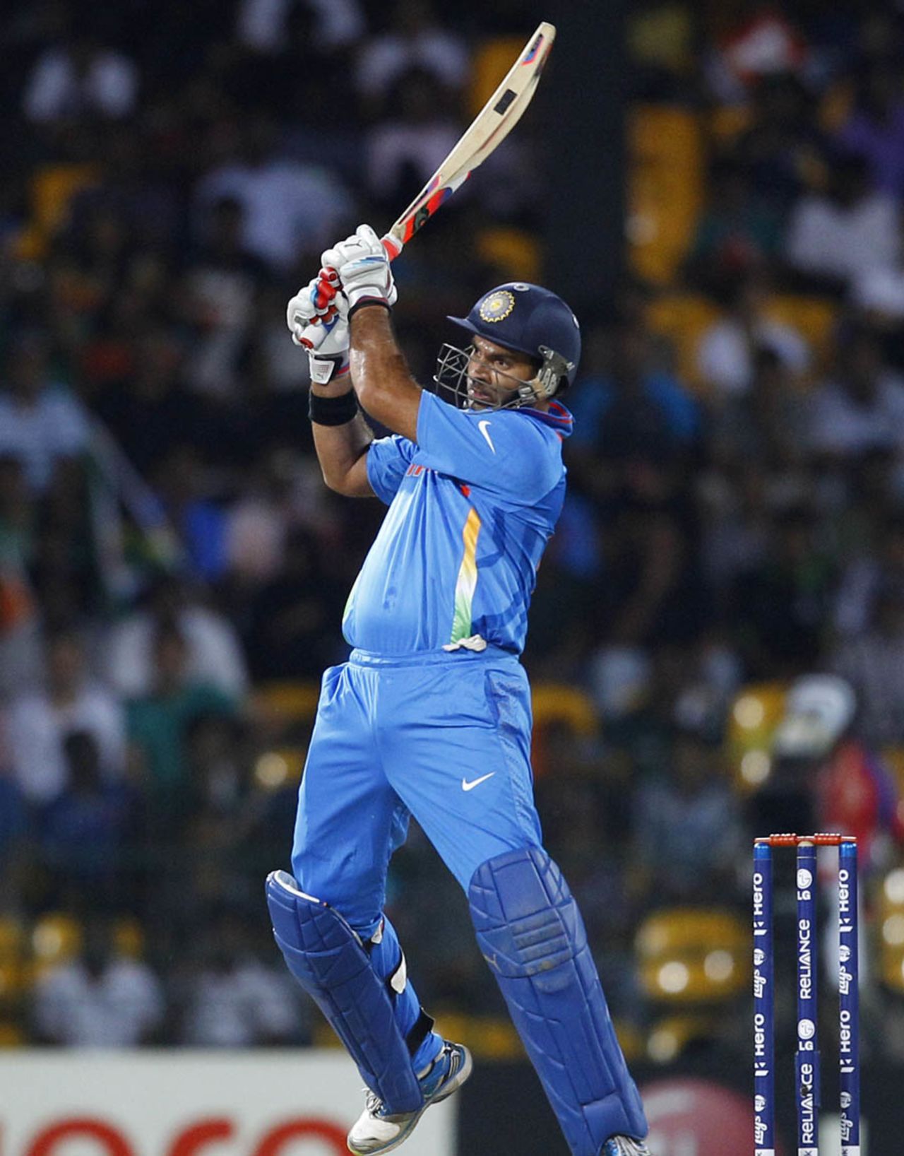 Yuvraj Singh plays an aggressive shot, India v South Africa, Super Eights, World Twenty20, Colombo, October 2, 2012