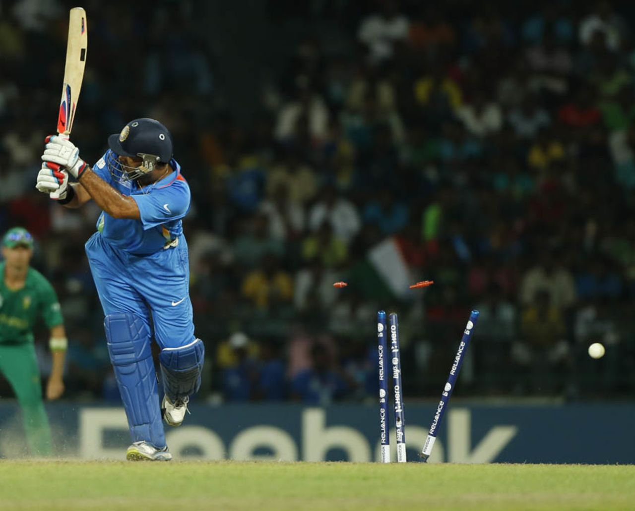 Yuvraj Singh was bowled after scoring 21, India v South Africa, Super Eights, World Twenty20, Colombo, October 2, 2012
