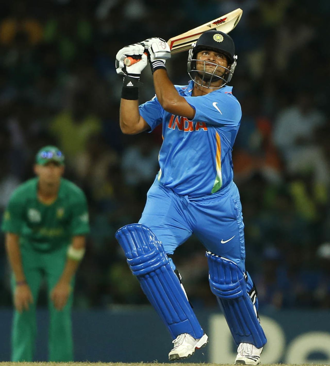 Suresh Raina plays a lofted shot, India v South Africa, Super Eights, World Twenty20, Colombo, October 2, 2012