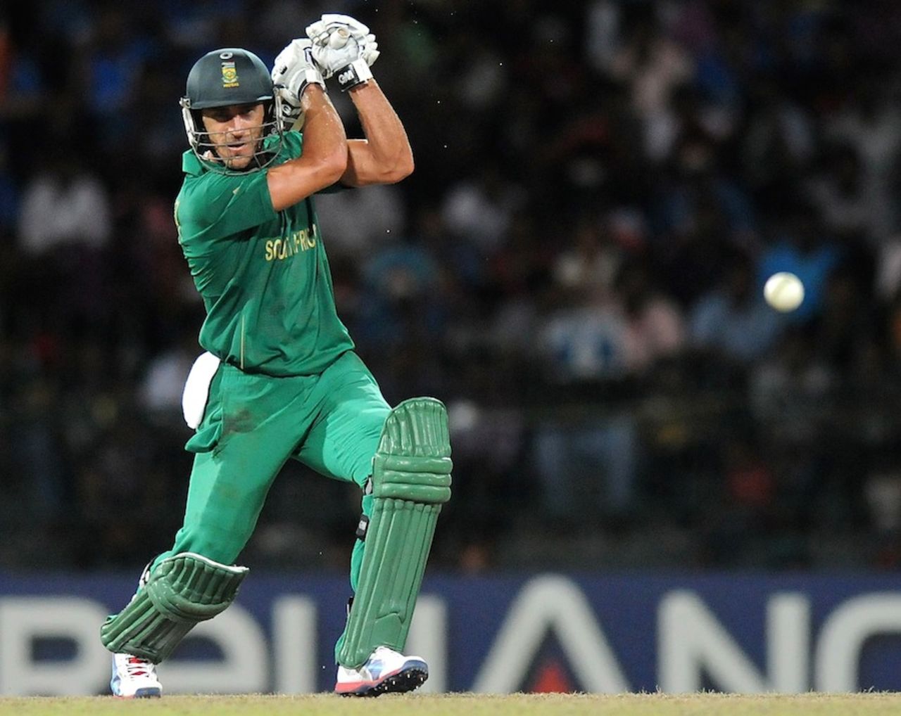 Faf du Plessis drives during his half-century, India v South Africa, Super Eights, World Twenty20, Colombo, October 2, 2012