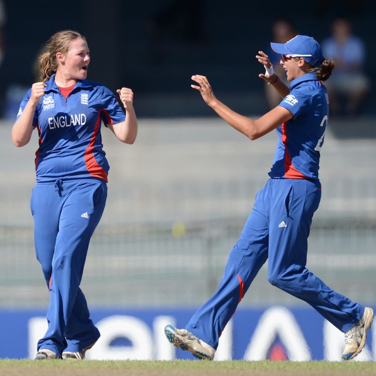 Anya Shrubsole is pumped after picking up a wicket, England v New Zealand, 1st semi-final, Women's World T20, Colombo, October 4, 2012