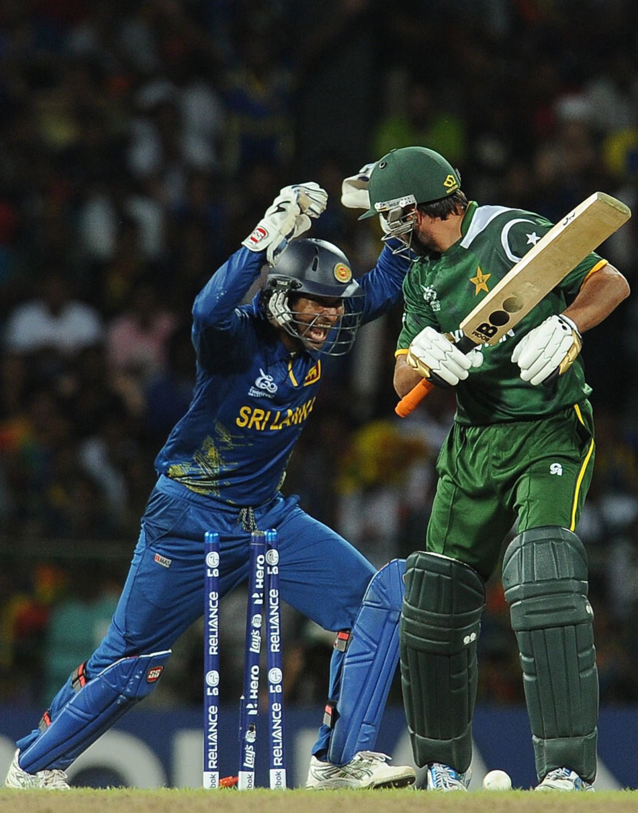 Shahid Afridi played a hideous shot to be bowled first ball, Sri Lanka v Pakistan, 1st semi-final, World Twenty20, Colombo, October 4, 2012