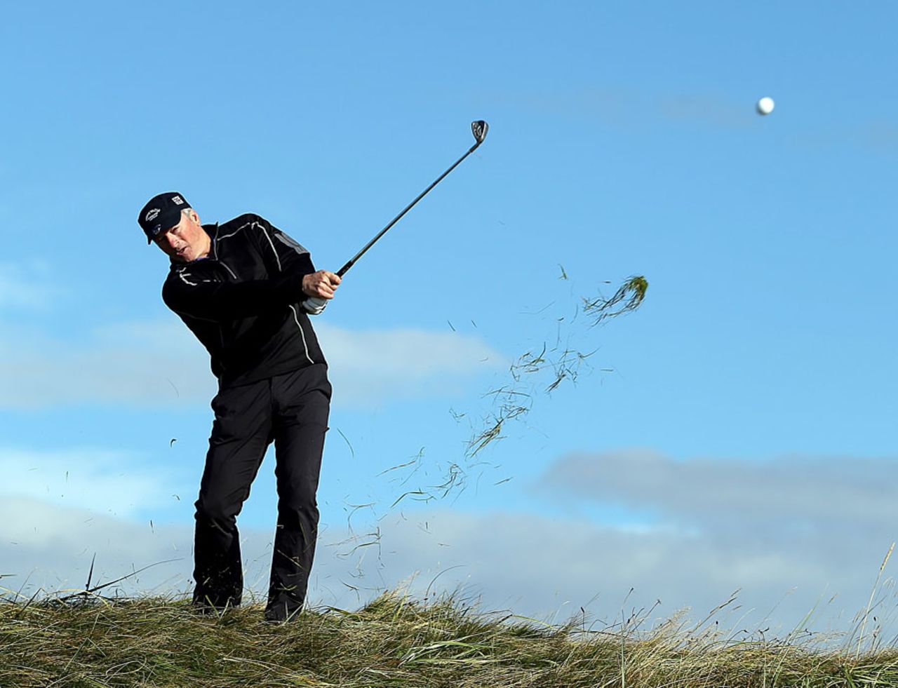 Steve Waugh plays a shot out of the rough, Alfred Dunhill Links Championship, St Andrews, October 5, 2012
