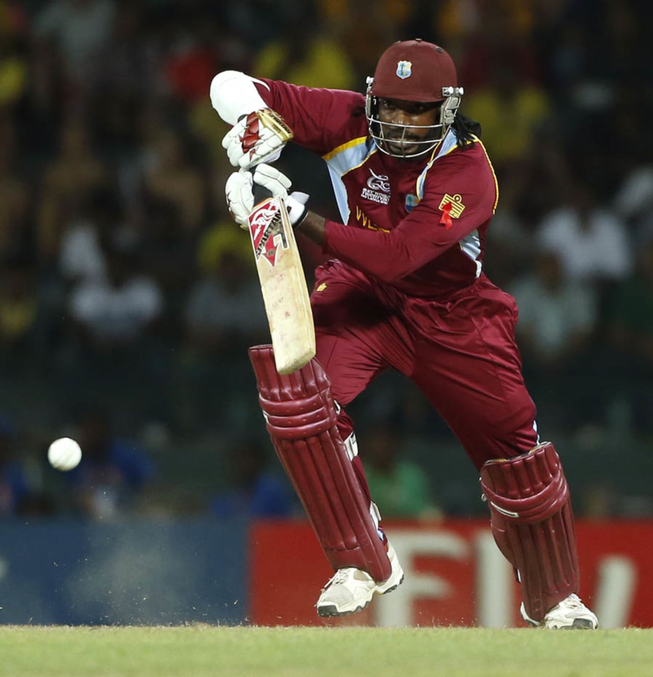 Chris Gayle plays through the off side, Australia v West Indies, 2nd semi-final, World Twenty20 2012, Colombo, October 5, 2012