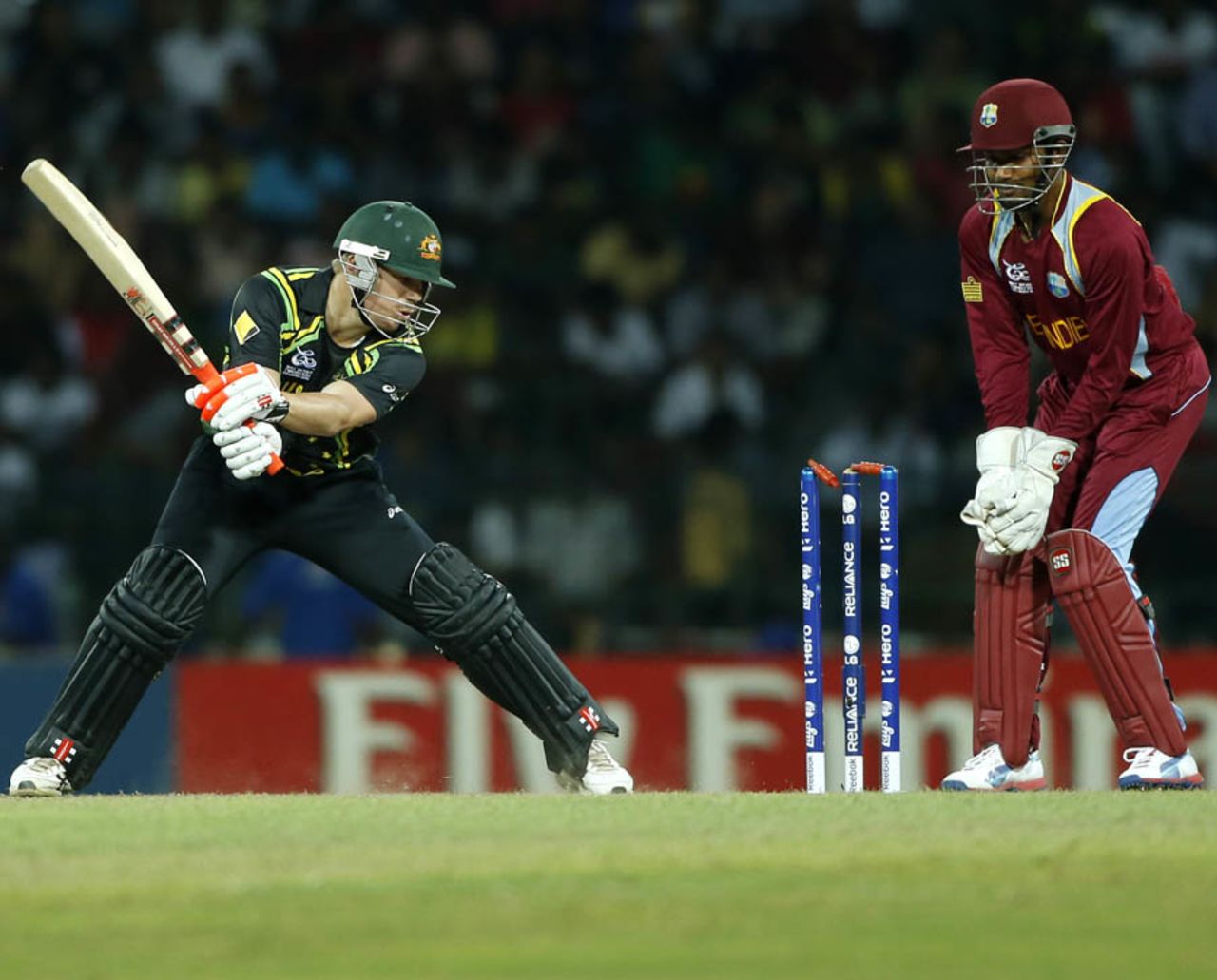 David Warner was bowled off the first over, Australia v West Indies, 2nd semi-final, World Twenty20 2012, Colombo, October 5, 2012