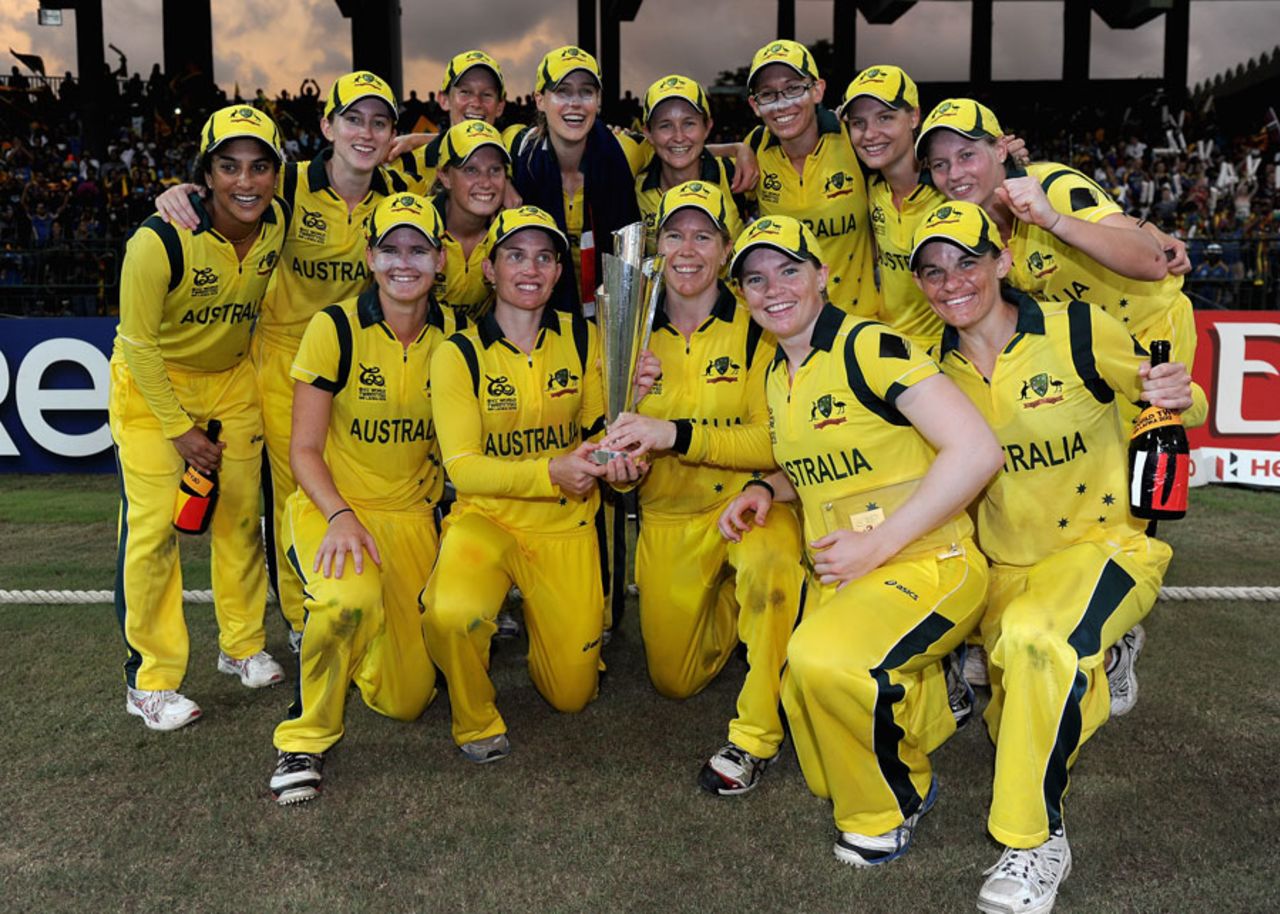 Australia pose with the trophy, Australia v England, final, Women's World Twenty20, Colombo, October 7, 2012