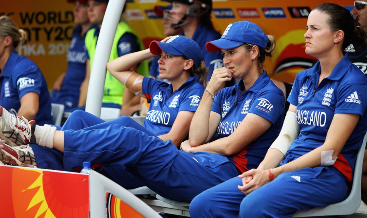 The dejected England dugout, Australia v England, final, Women's World Twenty20, Colombo, October 7, 2012