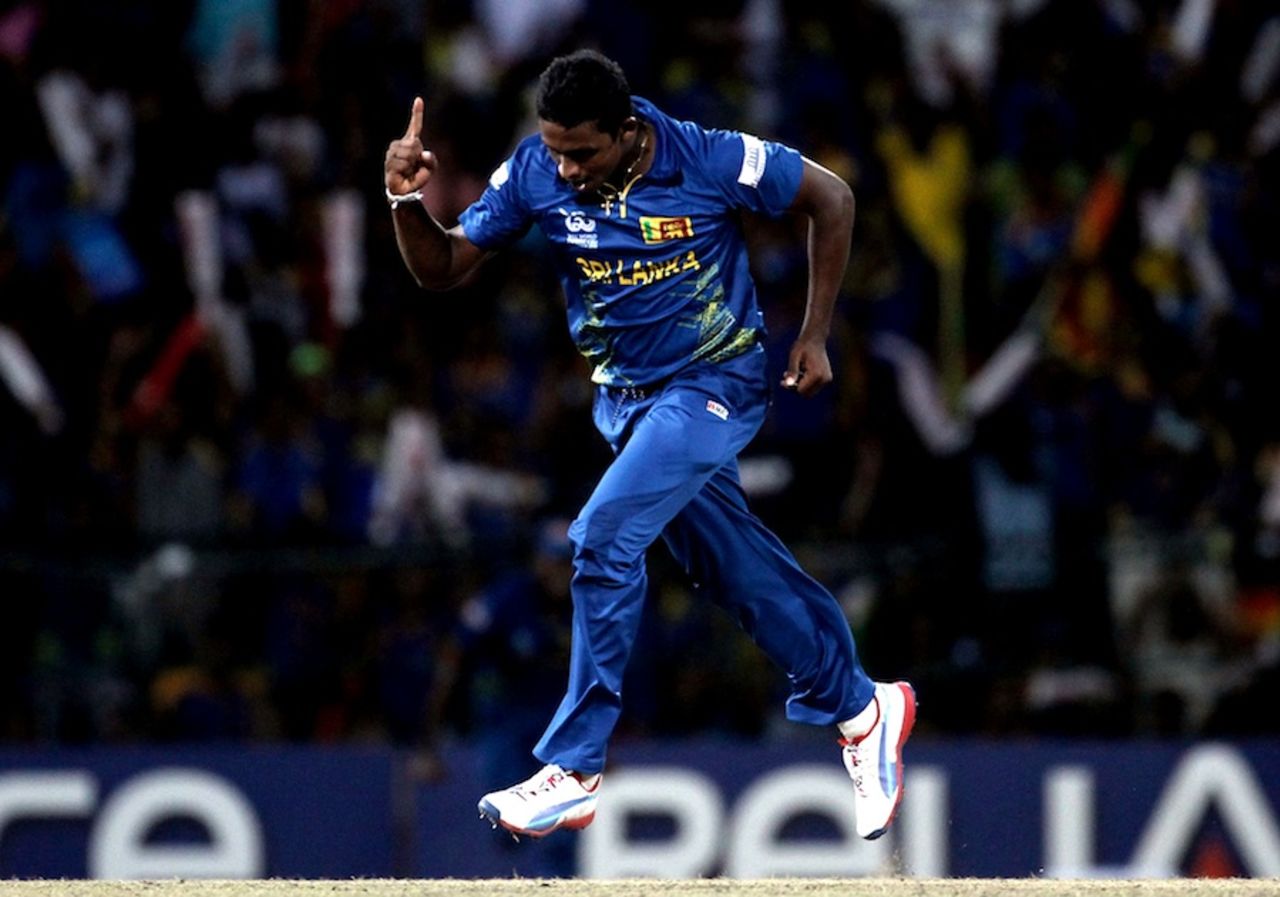 Ajantha Mendis celebrates another of his four wickets, Sri Lanka v West Indies, final, World Twenty20, Colombo, October 7, 2012