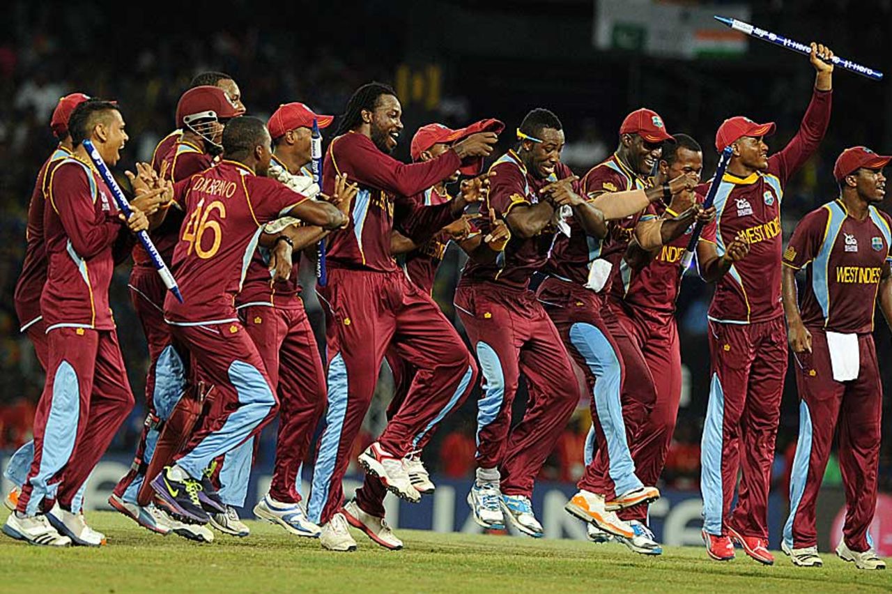 The celebrations begin for the West Indies team, Sri Lanka v West Indies, final, World Twenty20, Colombo, October 7, 2012