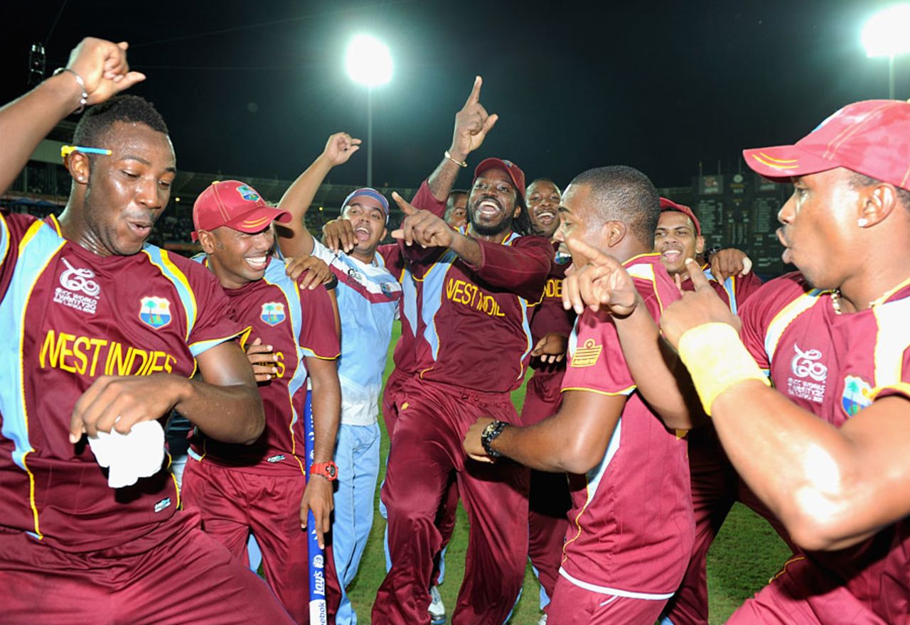 Chris Gayle leads the team dance, Sri Lanka v West Indies, final, World Twenty20, Colombo, October 7, 2012