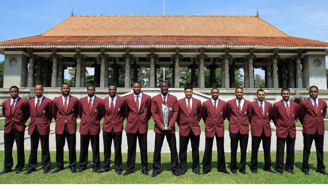 West Indies at a team photograph session after winning the World Twenty20, Colombo, October 8, 2012
