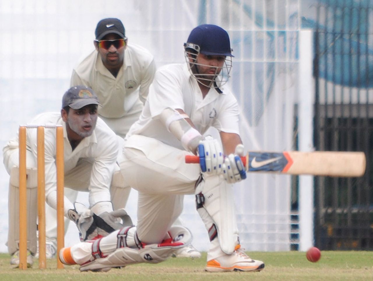 Parthiv Patel sweeps during his half-century, North Zone v West Zone, quarter-final, Duleep Trophy, 3rd day, Chennai, October 8, 2012