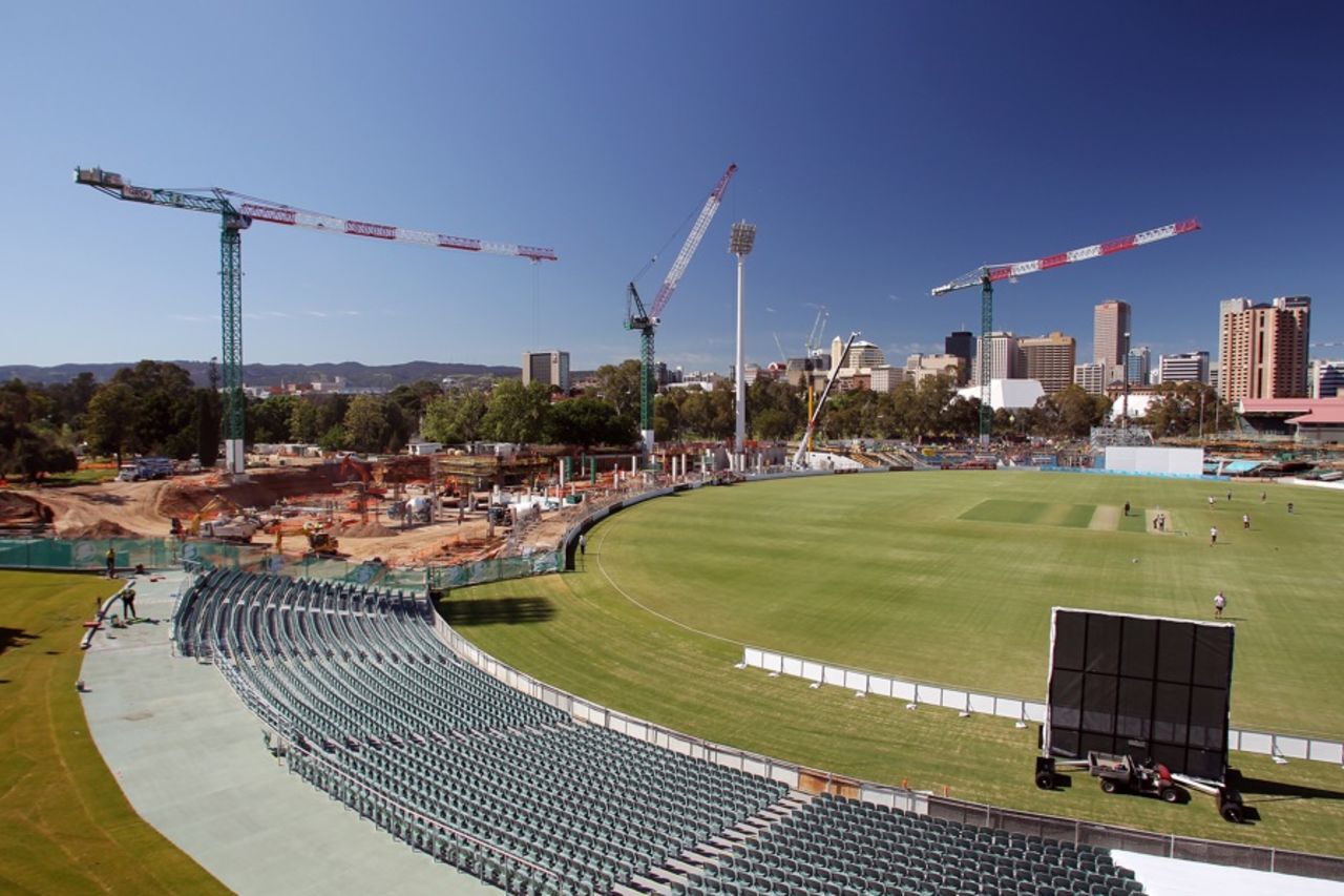 View of the south east side of Adelaide Oval under reconstruction, October 9, 2012