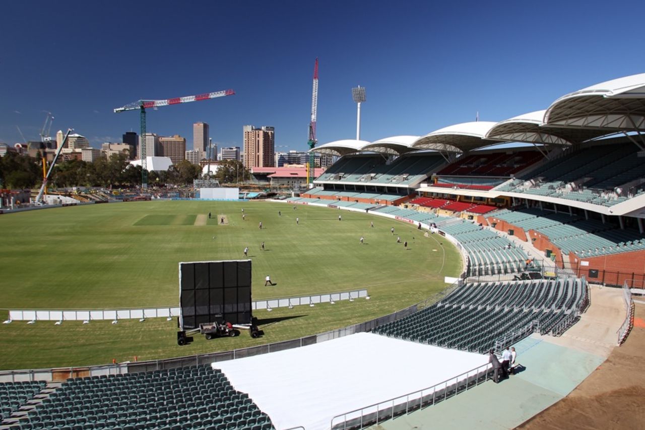 View of the south western side of Adelaide Oval under reconstruction, October 9, 2012