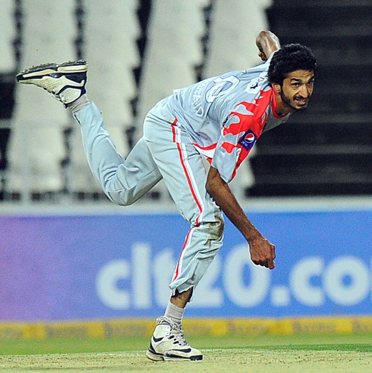 Sialkot's Umaid Asif delivers the ball, Hampshire v Sialkot Stallions, Champions League T20, Johannesburg, October 11, 2012