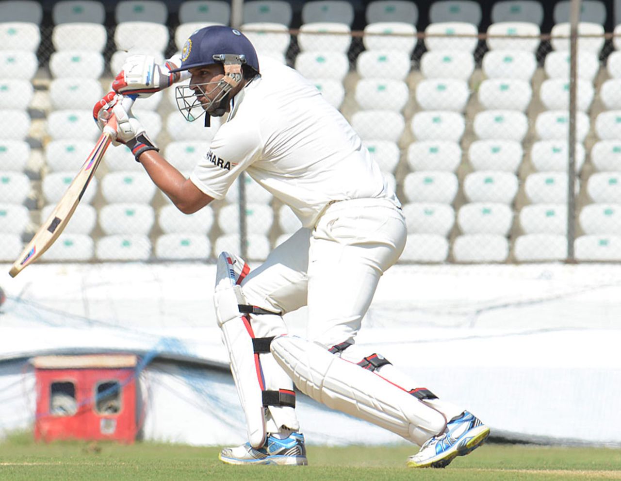 Yuvraj Singh drives through the off side, Central Zone v North Zone, Duleep Trophy, semi-final, Hyderabad, 2nd day, October 15, 2012