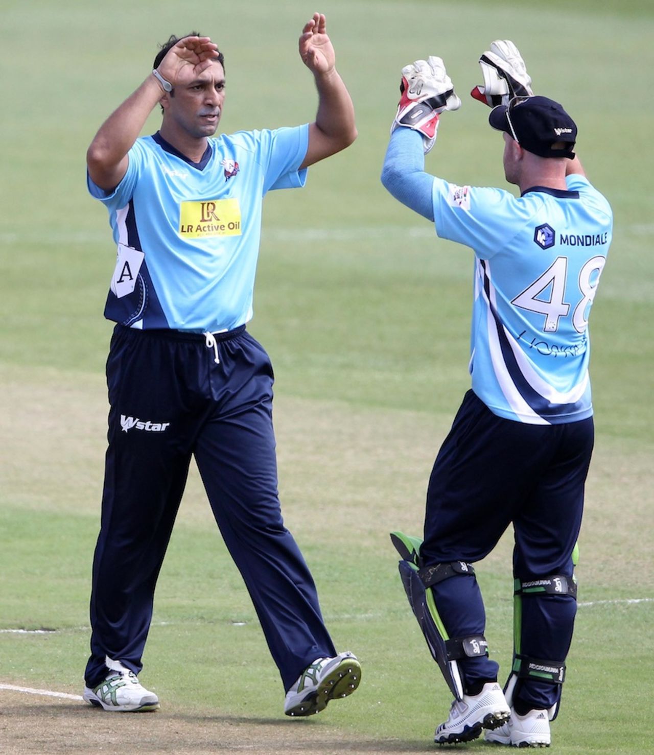 Azhar Mahmood took the first wicket to fall, Auckland Aces v Titans, Group A, Champions League T20, Durban, October 17, 2012