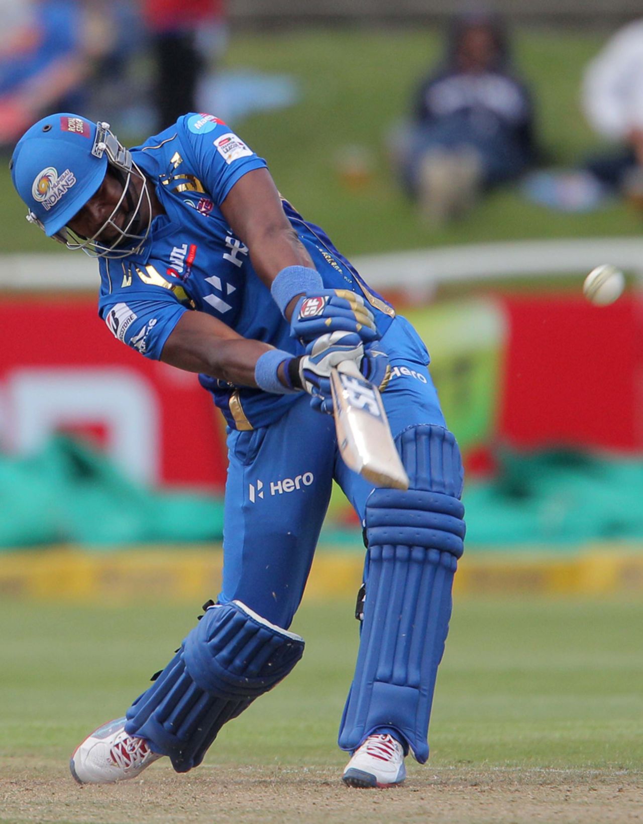 Dwayne Smith heaves one down the ground, Mumbai Indians v Yorkshire, Group B, Champions League T20, Cape Town, October 18, 2012