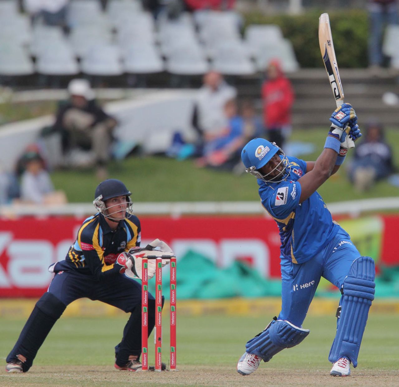 Dwayne Smith launched four sixes in his 37, Mumbai Indians v Yorkshire, Group B, Champions League T20, Cape Town, October 18, 2012