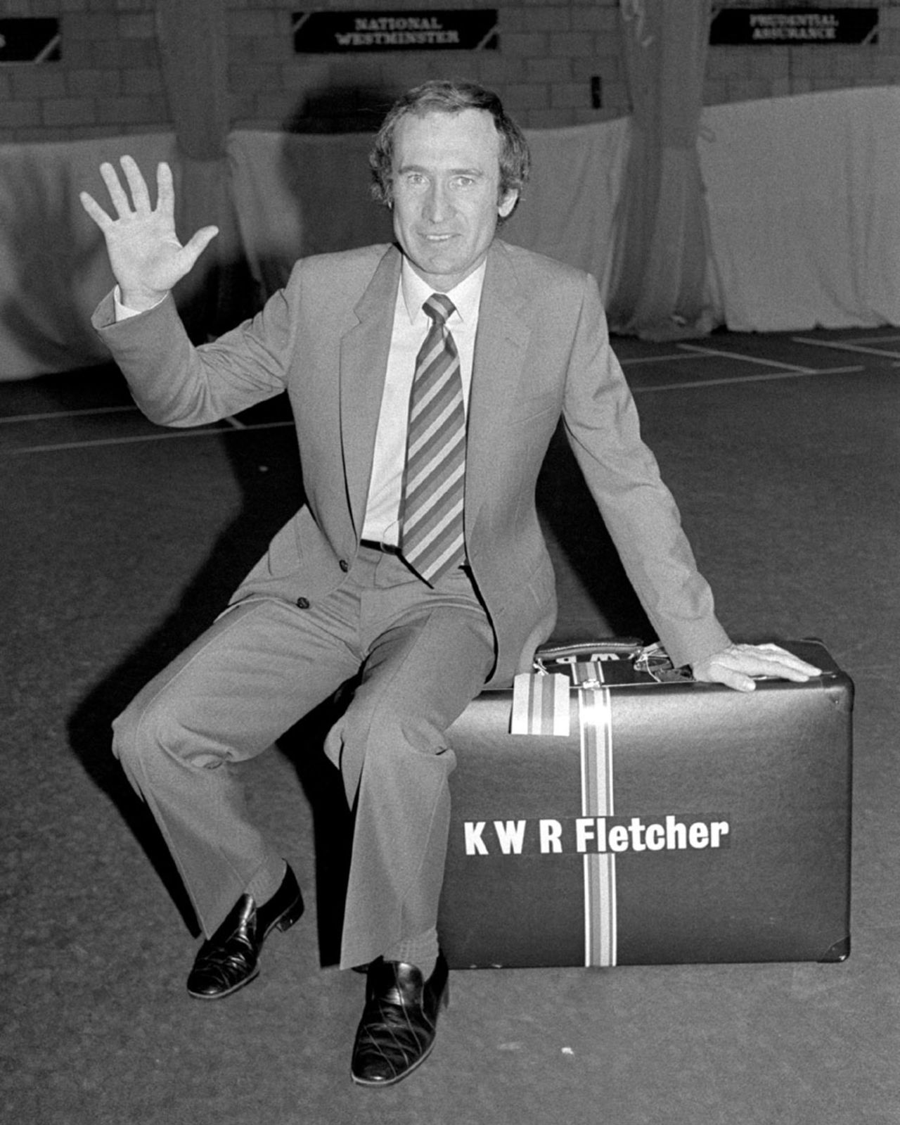 England captain Keith Fletcher waves goodbye to Blighty as he prepares to depart for India, London, November 4, 1981