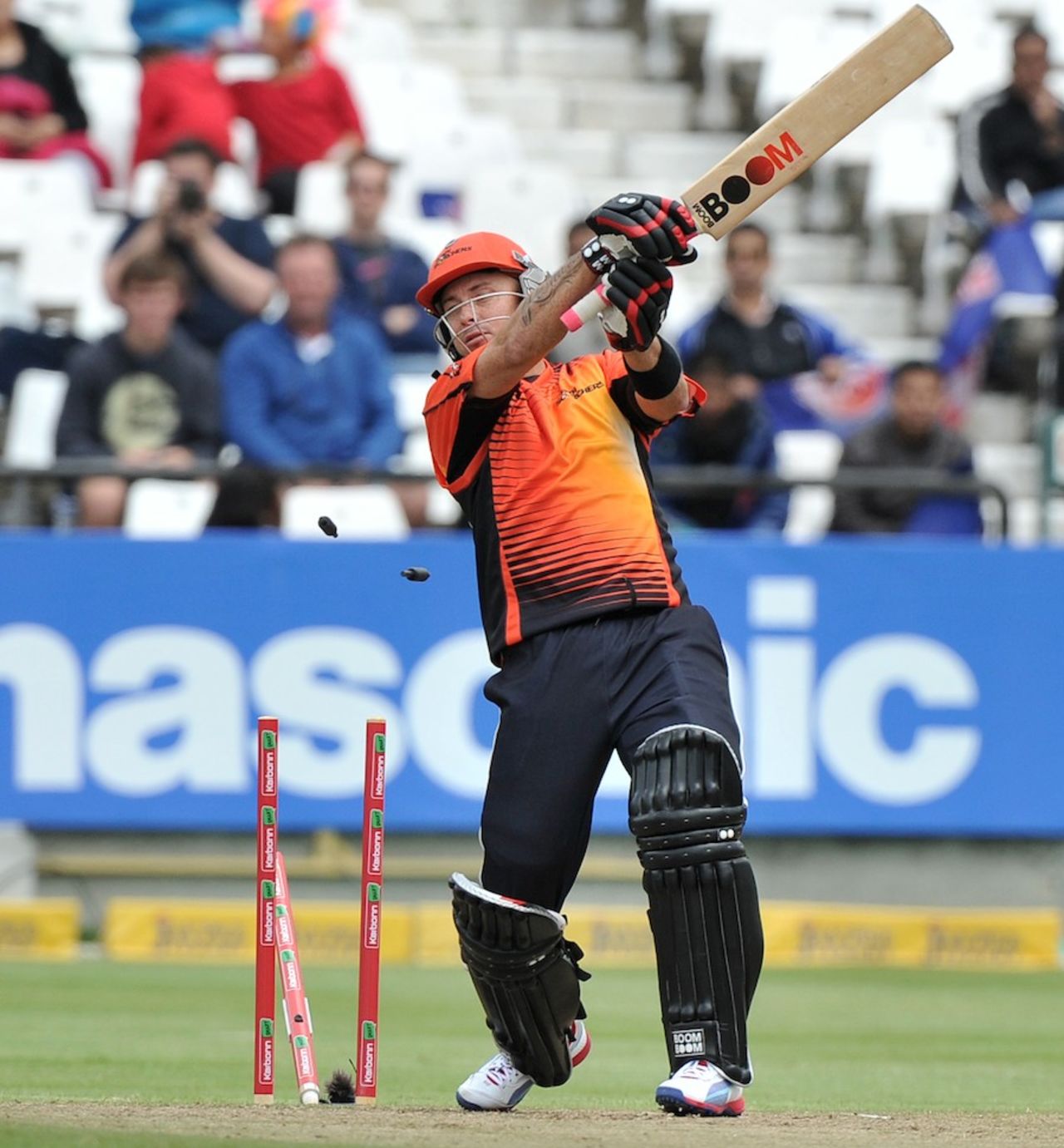Herschelle Gibbs was bowled for 6 by Morne Morkel, Delhi Daredevils v Perth Scorchers, Champions League T20, Cape Town, October 21, 2012