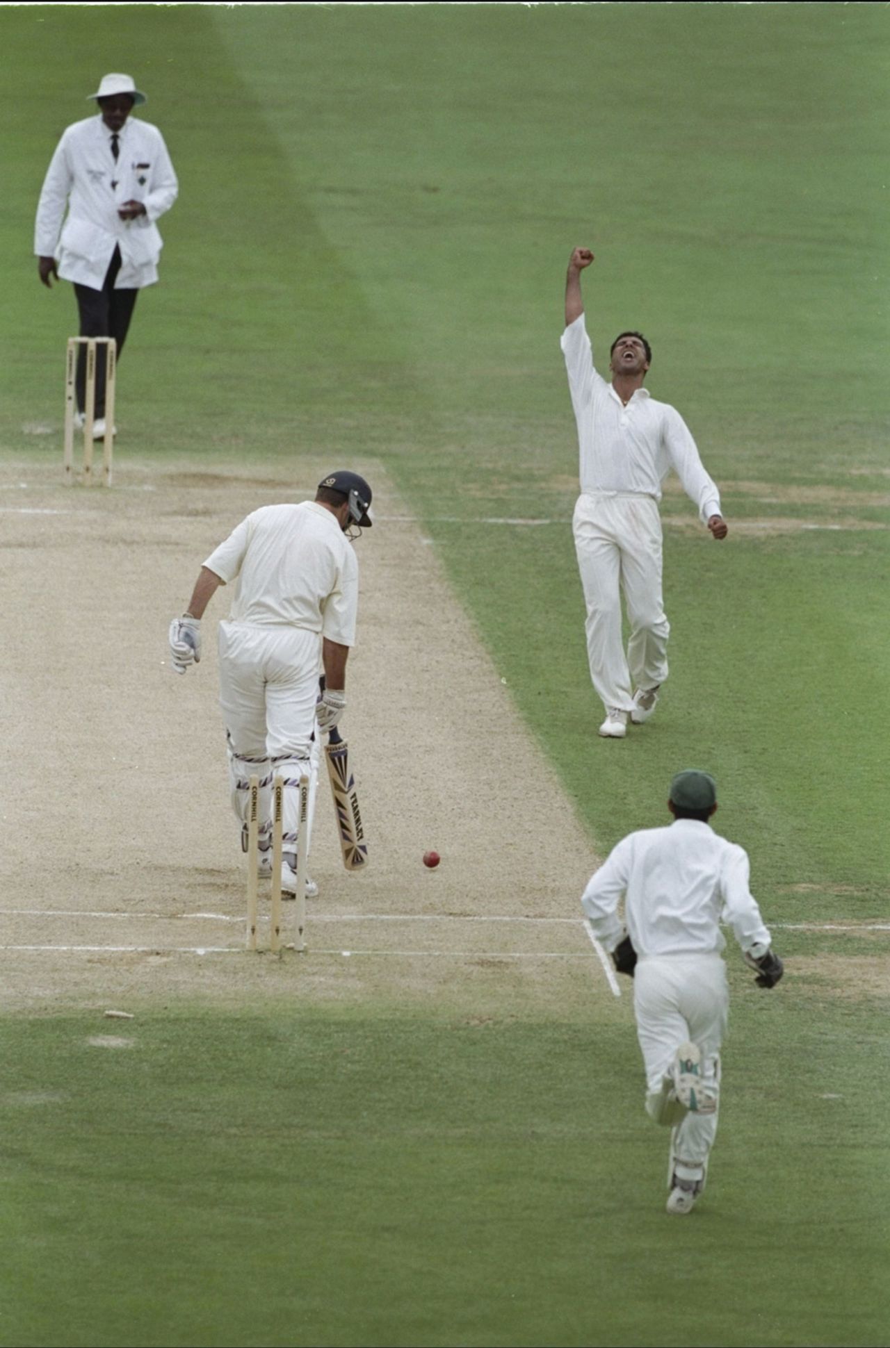 Waqar Younis bowls Graeme Hick, England v Pakistan, first Test, Lord's 1996