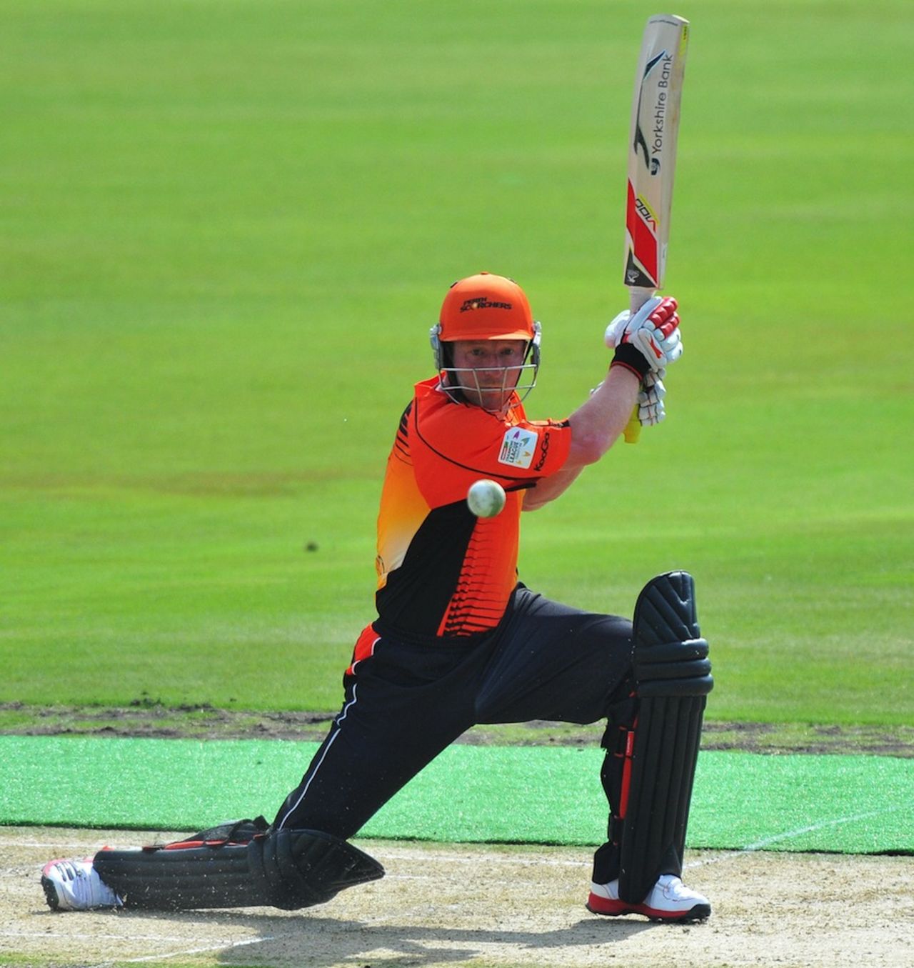 Paul Collingwood square drives during his first appearance in the tournament, Auckland Aces v Perth Scorchers, Champions League T20, Centurion, October 23, 2012
