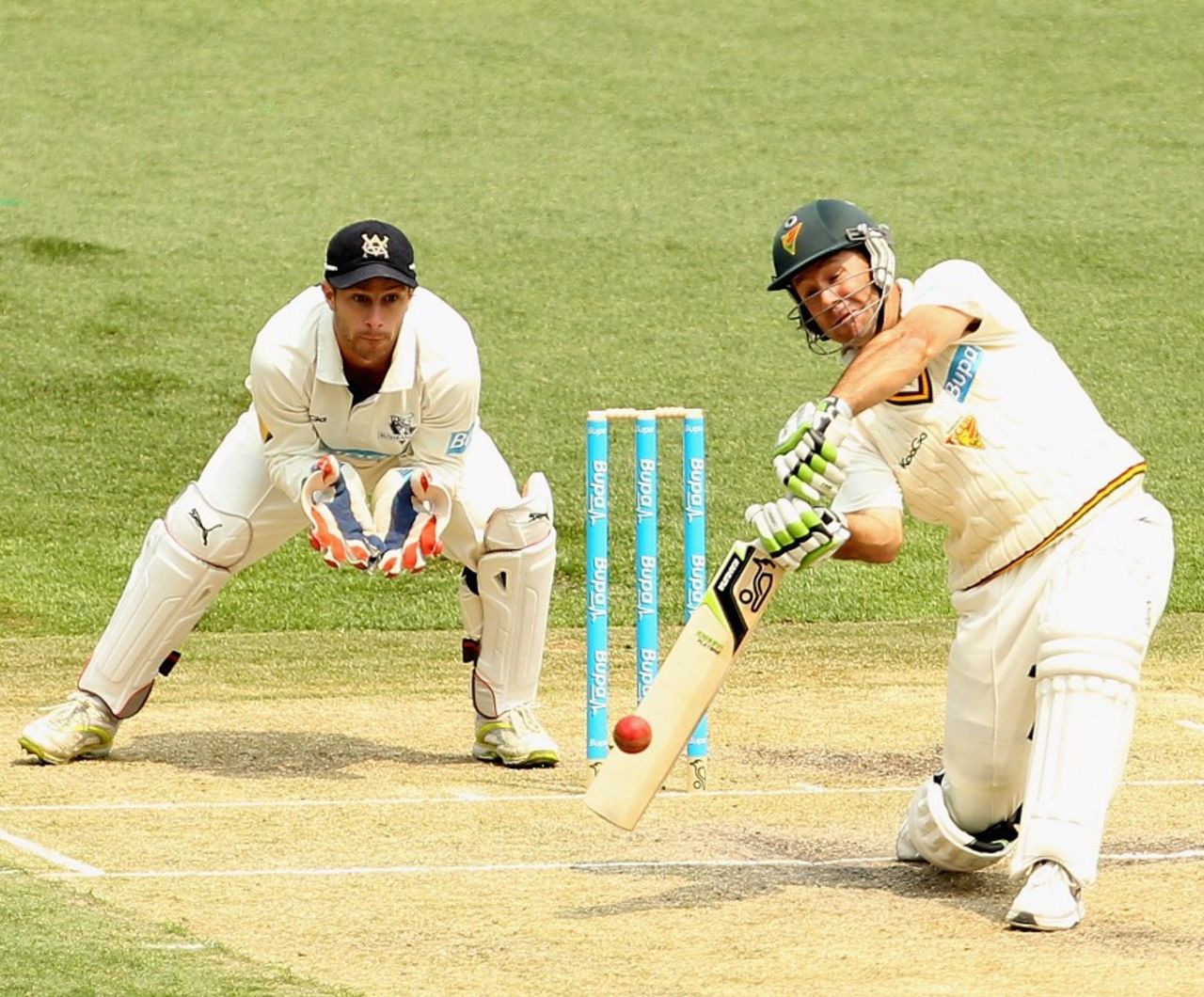 Ricky Ponting drives through the off side, Victoria v Tasmania, Sheffield Shield, Melbourne, 2nd day, October 24, 2012