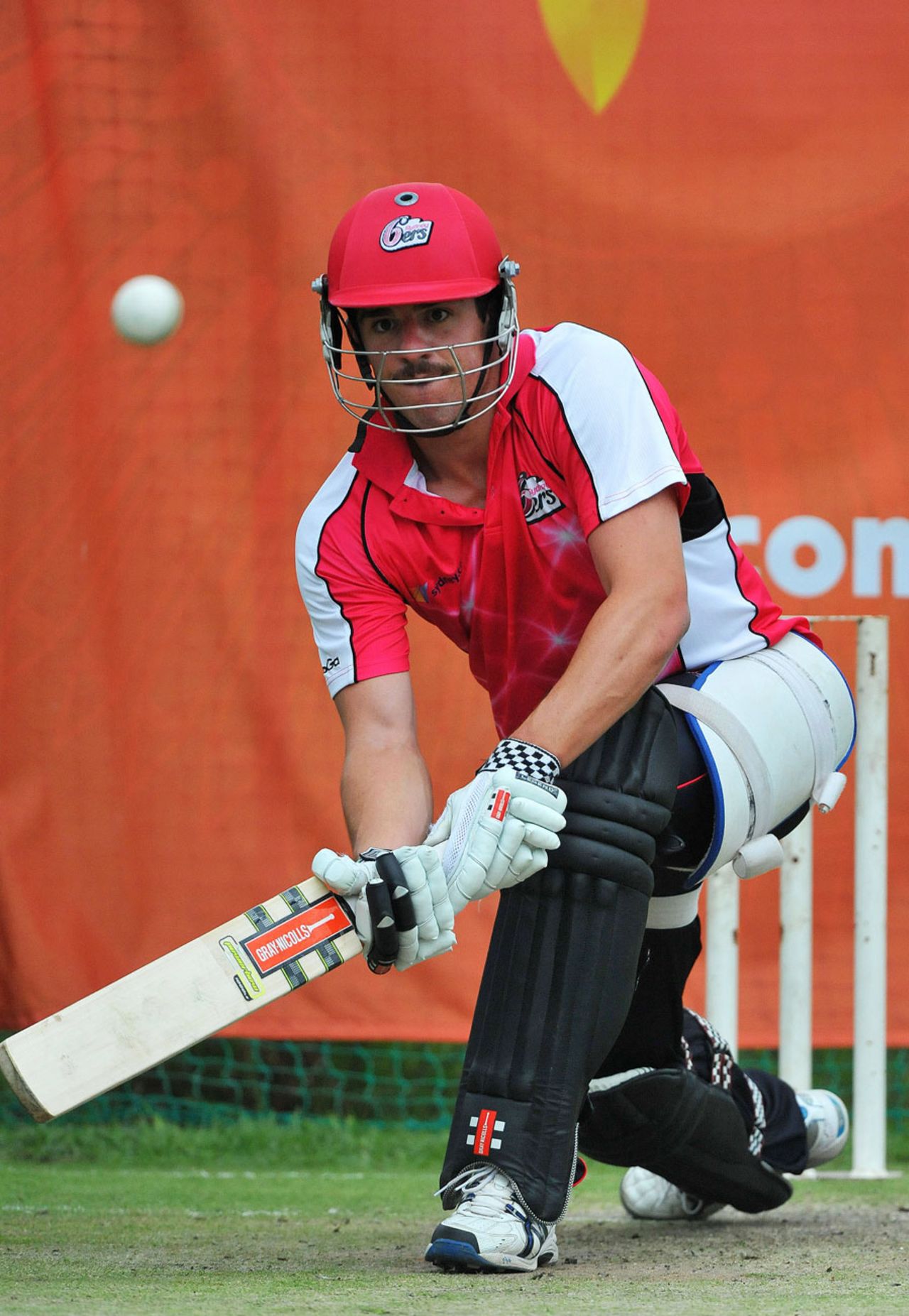 Moises Henriques has a bat in the nets, Johannesburg, Champions League T20, October 25, 2012,