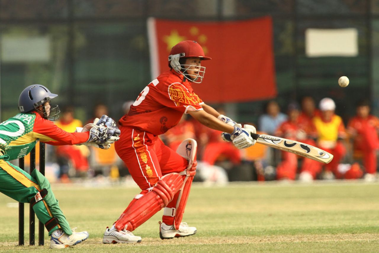 Action from the match between China and Bangladesh, ACC Women's T20 Asia Cup, Guangzhou, October 24, 2012