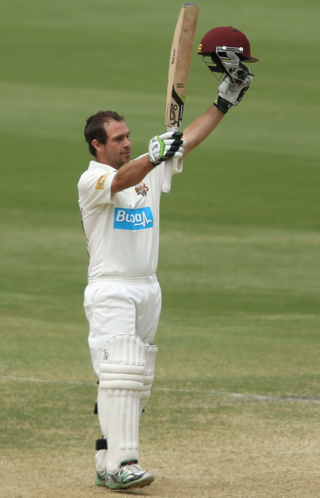 Wade Townsend celebrates his century, South Australia v Queensland, Sheffield Shield, Adelaide, 3rd day, October 25, 2012