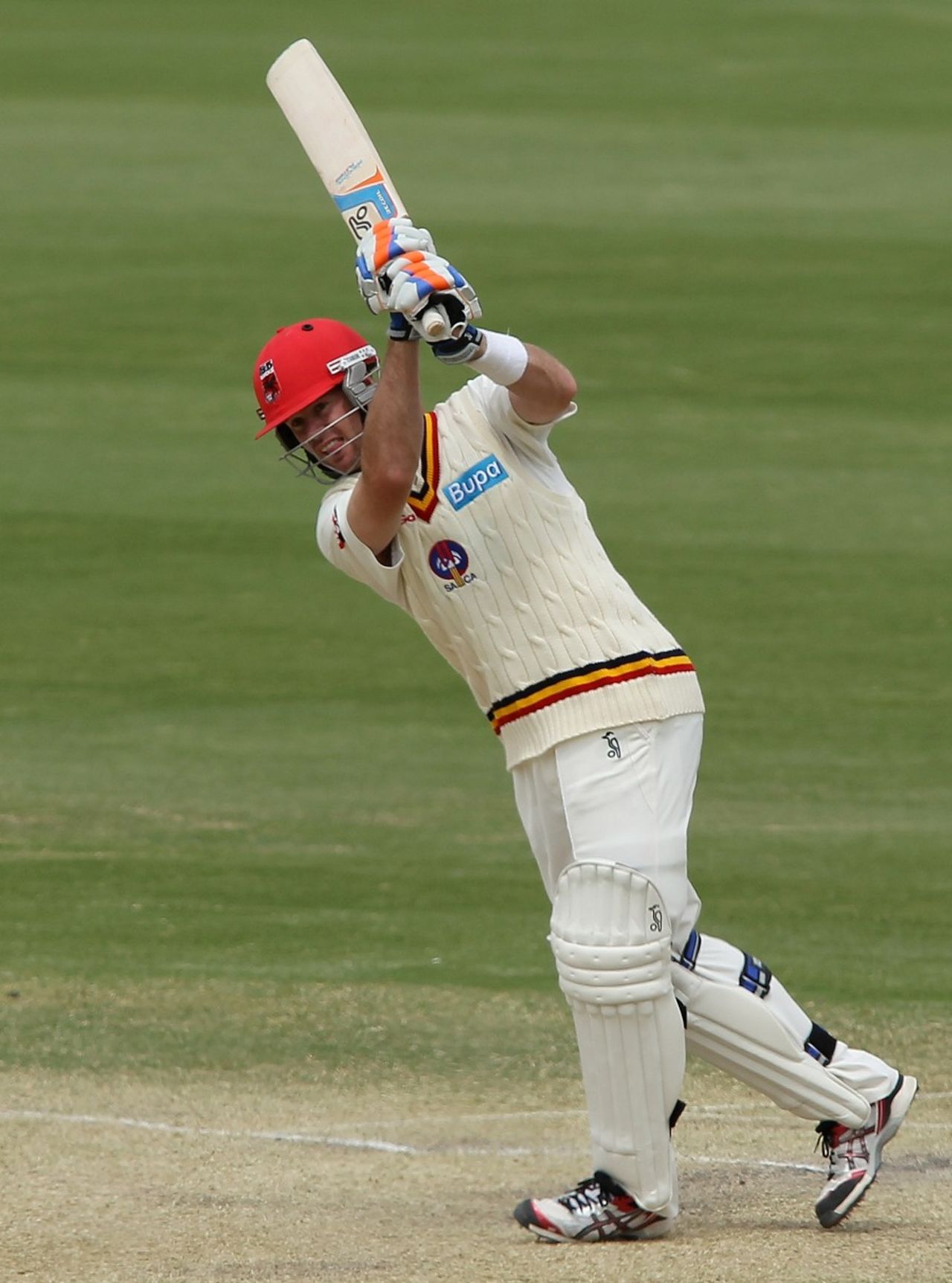 Daniel Chistian drives one down the ground, South Australia v Queensland, Sheffield Shield, Adelaide, 4th day, October 26, 2012