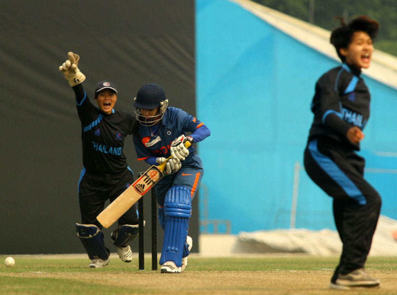 Action from the match between  India and Thailand, ACC Women's T20 Asia Cup, Guangzhou, October 25, 2012