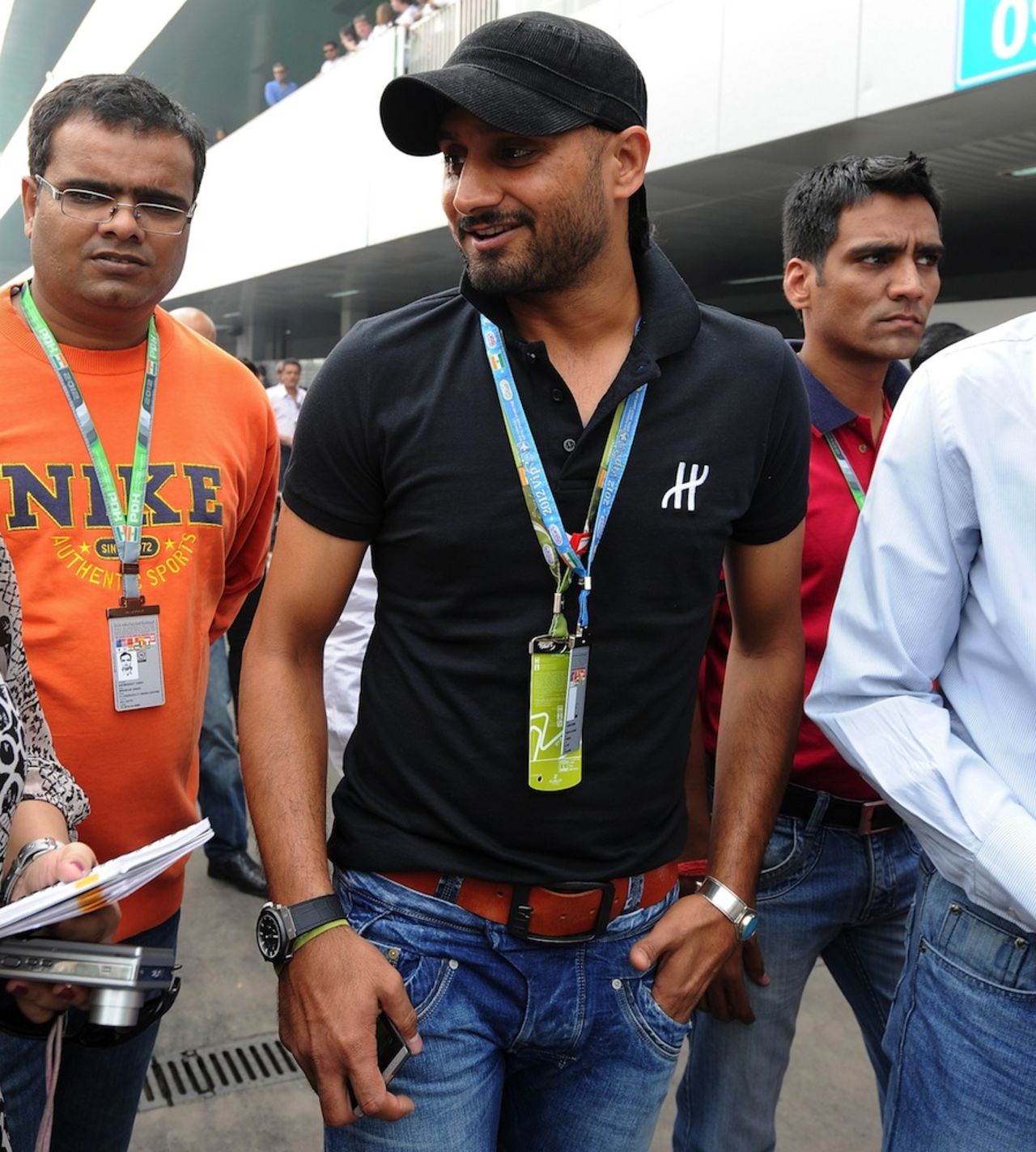 Harbhajan Singh at the Buddh International Circuit, Delhi, October 28, 2012
